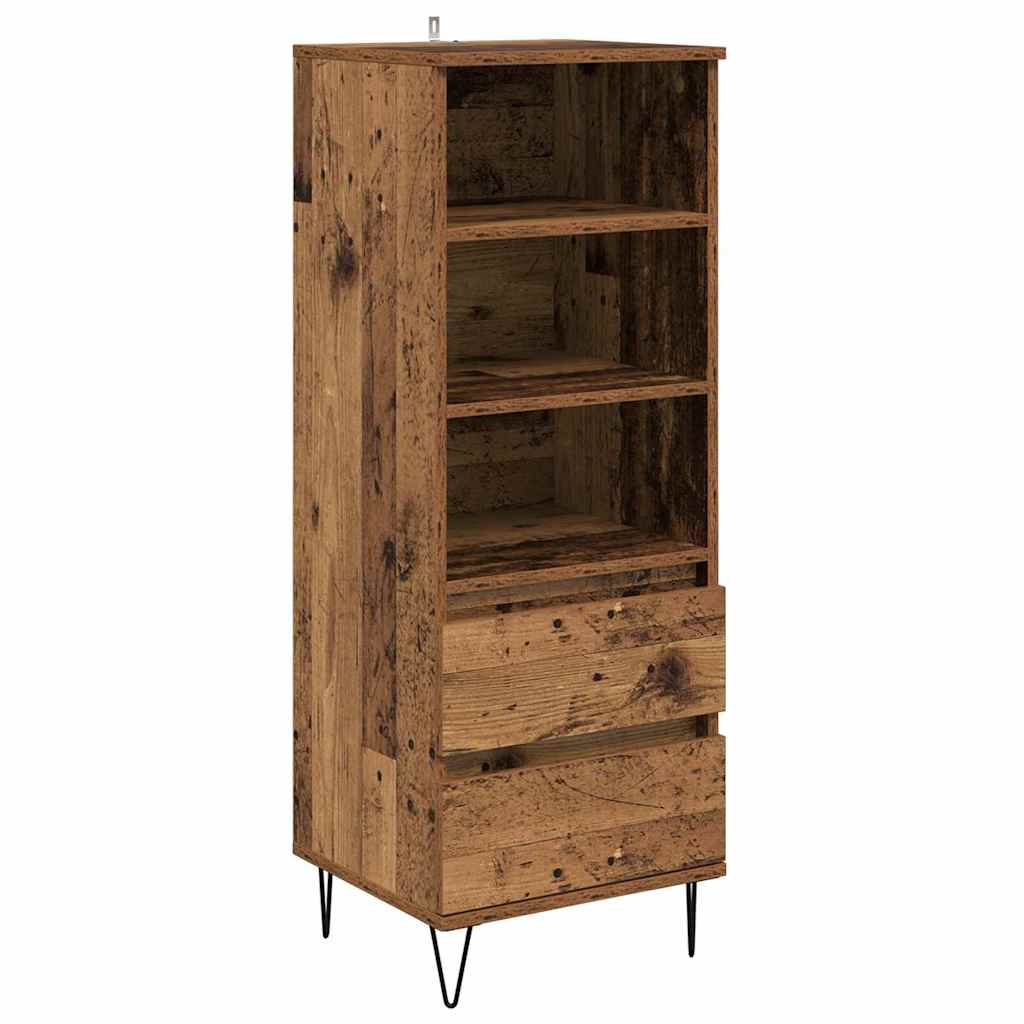 Highboard met lade Oud Hout 40 x 36 x 110 cm Bewerkt hout is nu te koop bij PeponiXL, paradijselijk wonen!