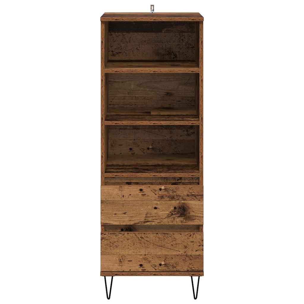 Highboard met lade Oud Hout 40 x 36 x 110 cm Bewerkt hout is nu te koop bij PeponiXL, paradijselijk wonen!