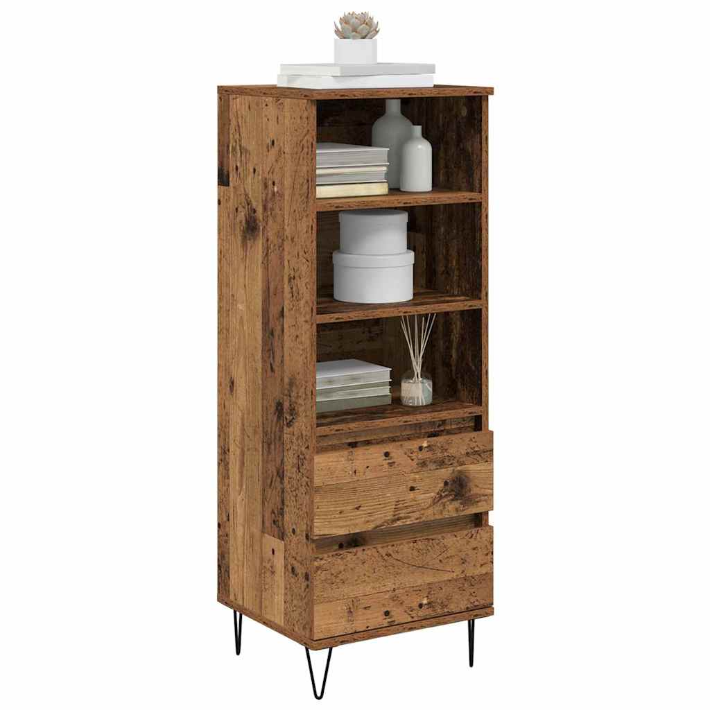 Highboard met lade Oud Hout 40 x 36 x 110 cm Bewerkt hout is nu te koop bij PeponiXL, paradijselijk wonen!