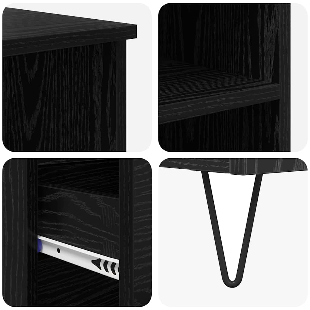 Highboard met lade Zwart Eiken 40 x 36 x 110 cm Bewerkt hout is nu te koop bij PeponiXL, paradijselijk wonen!
