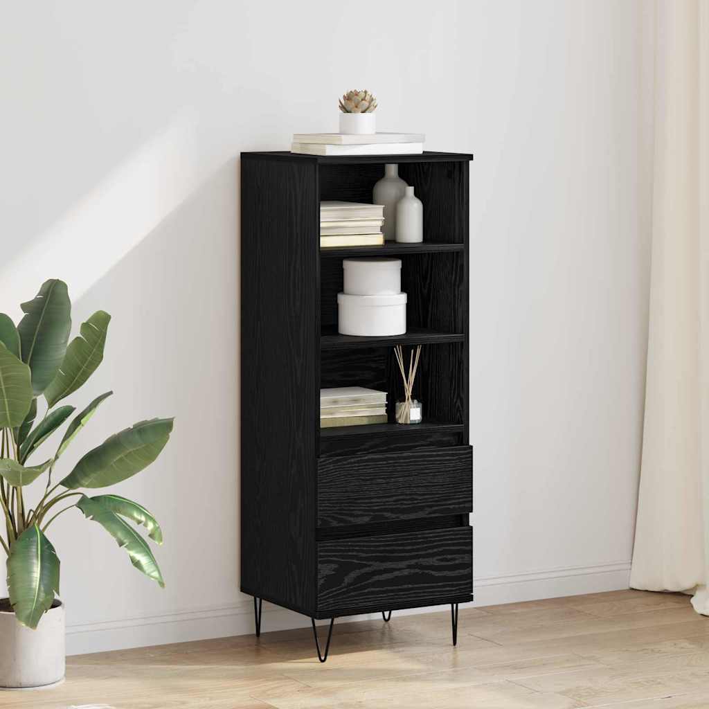 Highboard met lade Zwart Eiken 40 x 36 x 110 cm Bewerkt hout is nu te koop bij PeponiXL, paradijselijk wonen!