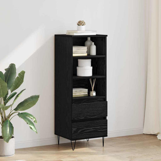Highboard met lade Zwart Eiken 40 x 36 x 110 cm Bewerkt hout is nu te koop bij PeponiXL, paradijselijk wonen!