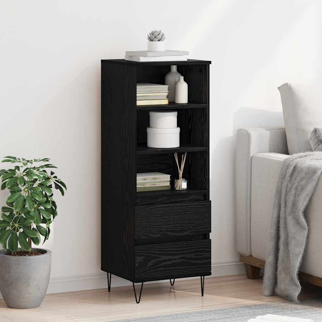Highboard met lade Zwart Eiken 40 x 36 x 110 cm Bewerkt hout is nu te koop bij PeponiXL, paradijselijk wonen!