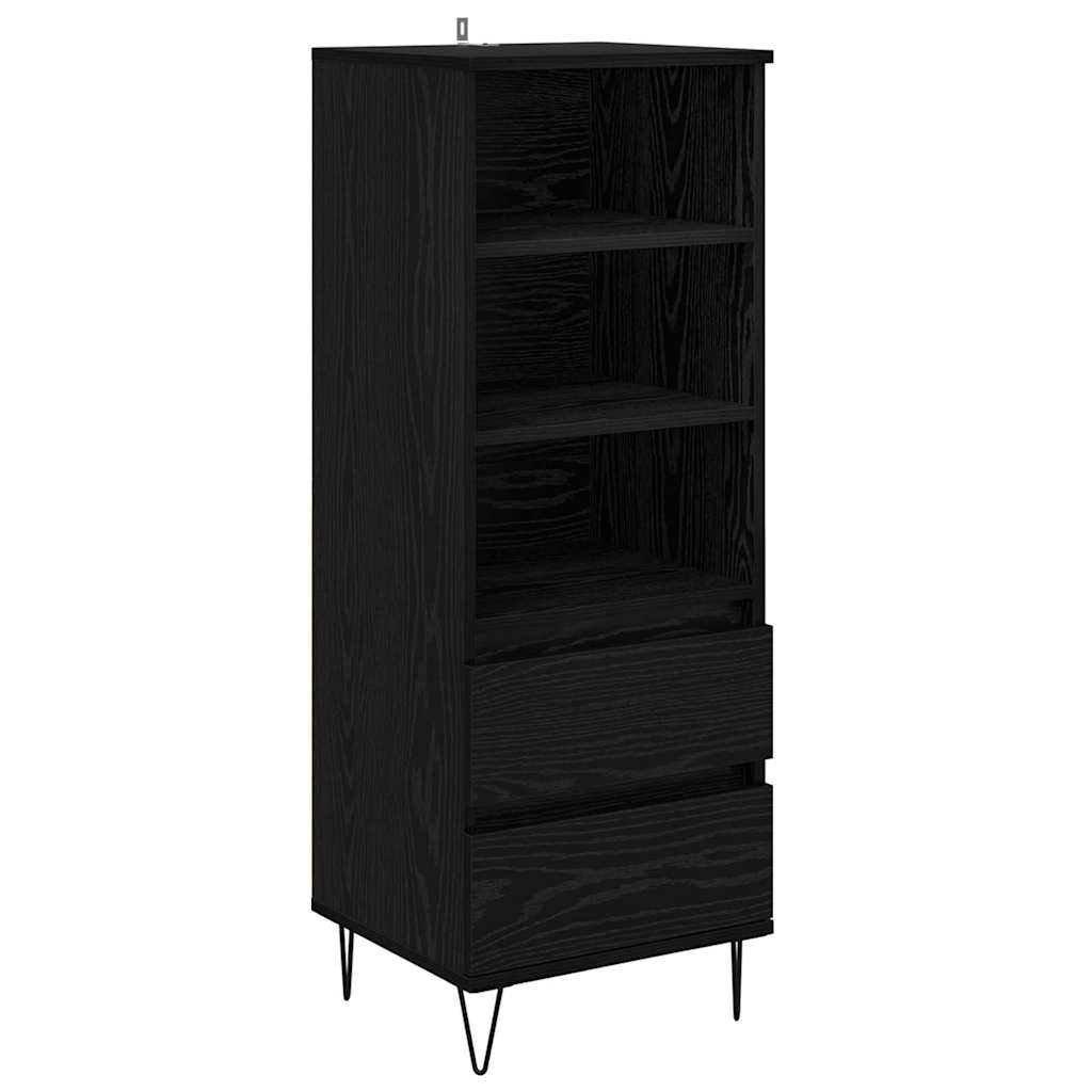 Highboard met lade Zwart Eiken 40 x 36 x 110 cm Bewerkt hout is nu te koop bij PeponiXL, paradijselijk wonen!