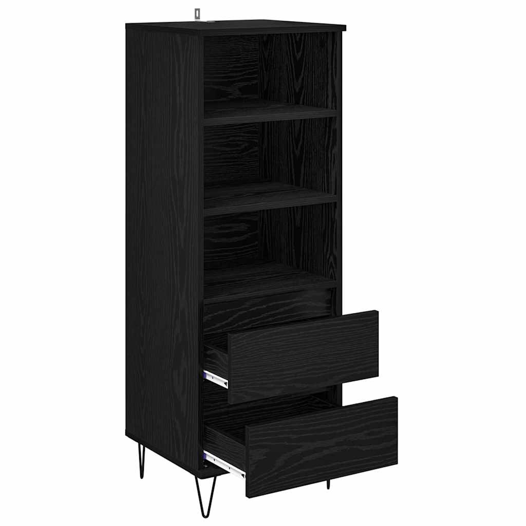 Highboard met lade Zwart Eiken 40 x 36 x 110 cm Bewerkt hout is nu te koop bij PeponiXL, paradijselijk wonen!