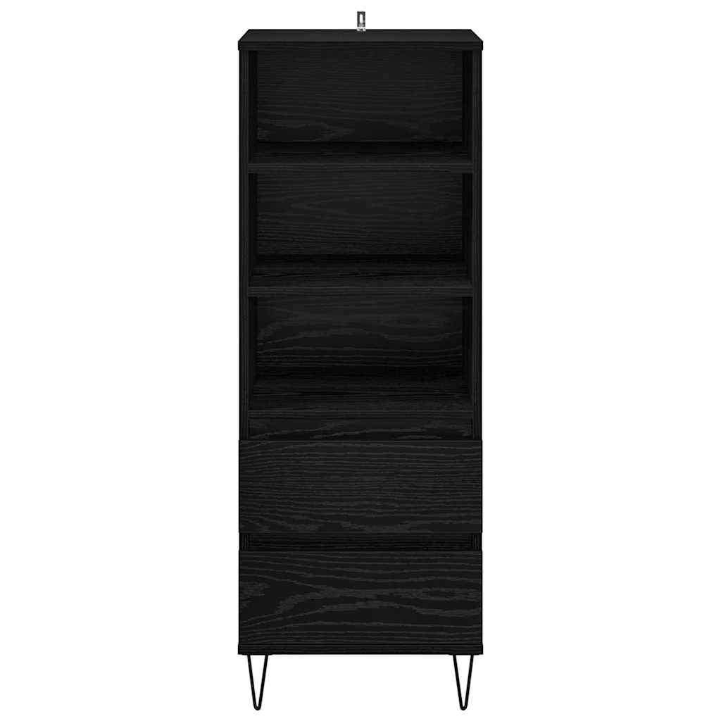 Highboard met lade Zwart Eiken 40 x 36 x 110 cm Bewerkt hout is nu te koop bij PeponiXL, paradijselijk wonen!
