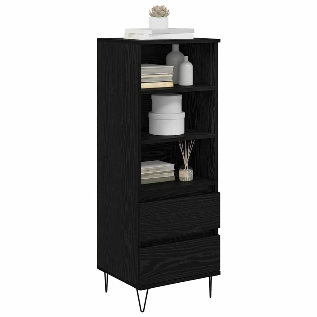 Highboard met lade Zwart Eiken 40 x 36 x 110 cm Bewerkt hout is nu te koop bij PeponiXL, paradijselijk wonen!
