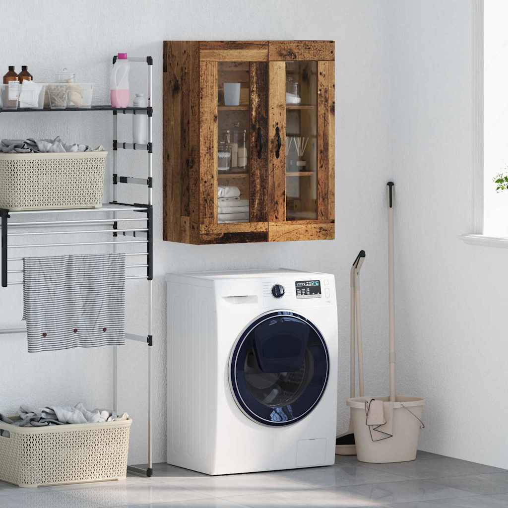 Wandkast Oud Hout 69,5 x 34 x 90 cm Geengineerd Hout en Glas is nu te koop bij PeponiXL, paradijselijk wonen!