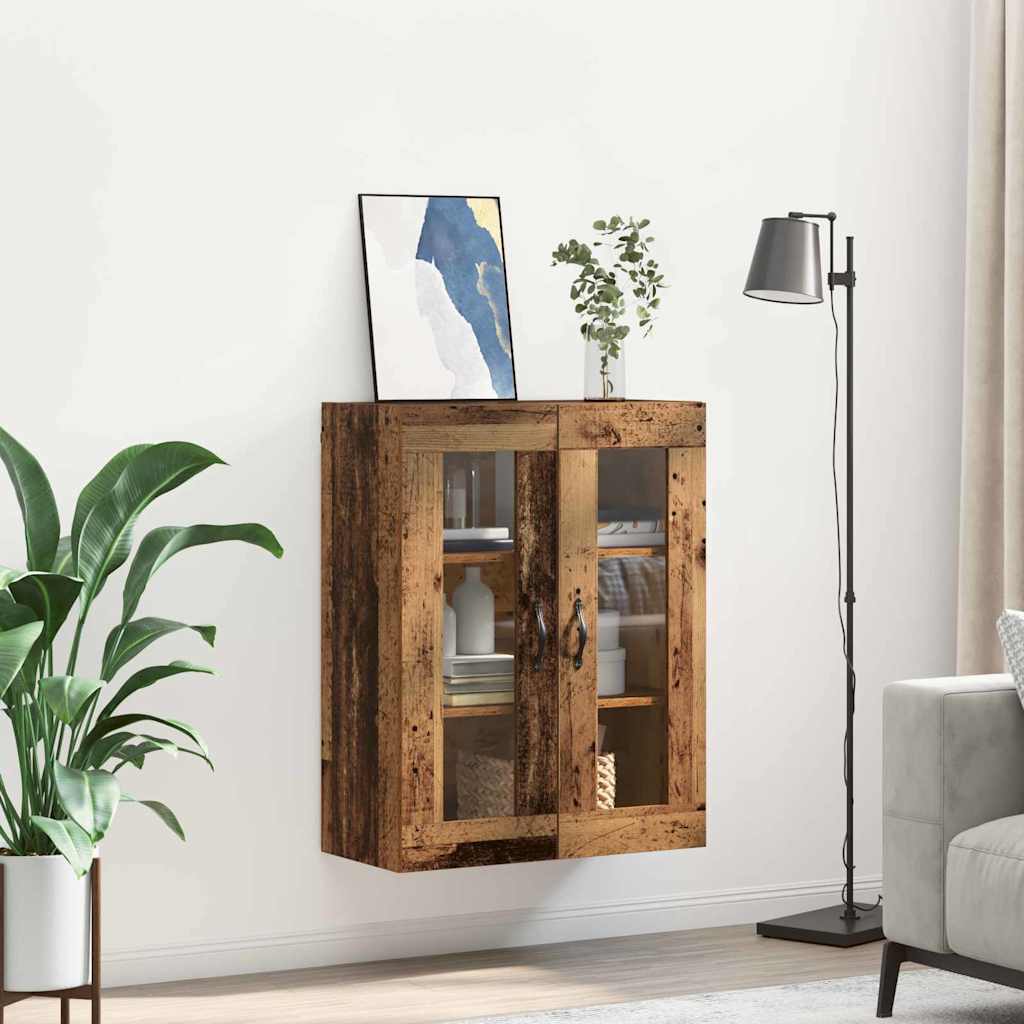 Wandkast Oud Hout 69,5 x 34 x 90 cm Geengineerd Hout en Glas is nu te koop bij PeponiXL, paradijselijk wonen!