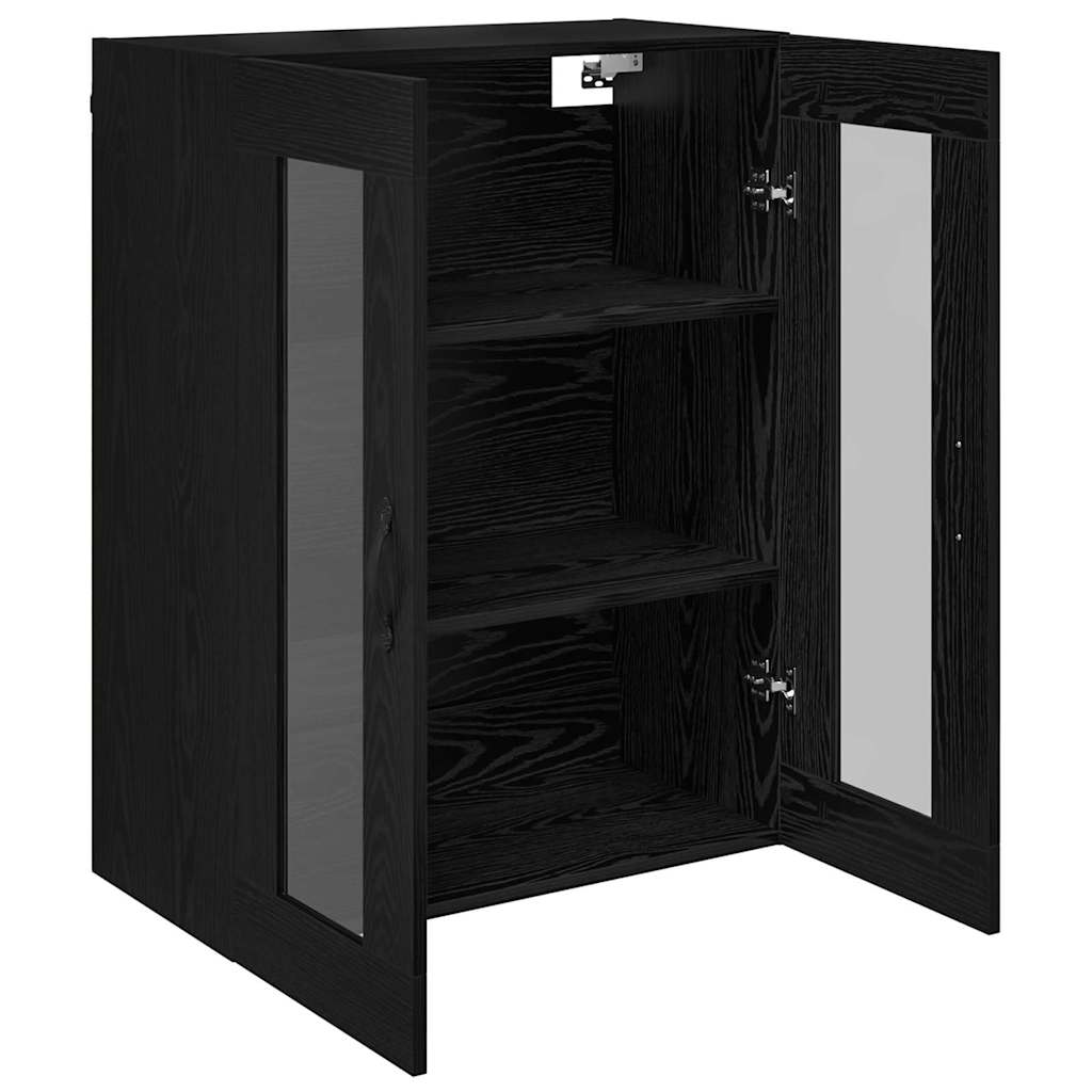 Wandkast Zwart Eiken 69,5 x 34 x 90 cm Geengineerd Hout en Glas is nu te koop bij PeponiXL, paradijselijk wonen!