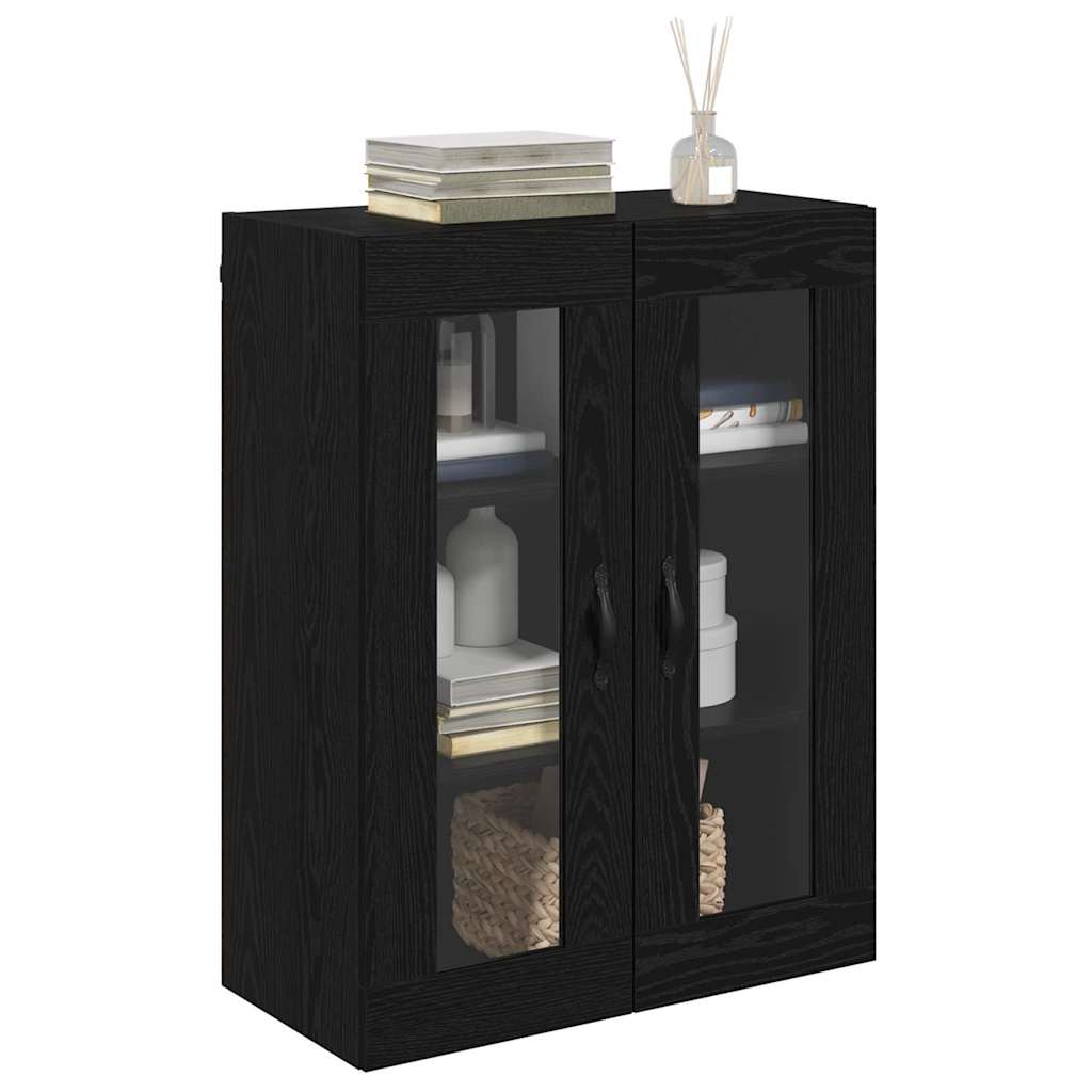 Wandkast Zwart Eiken 69,5 x 34 x 90 cm Geengineerd Hout en Glas is nu te koop bij PeponiXL, paradijselijk wonen!