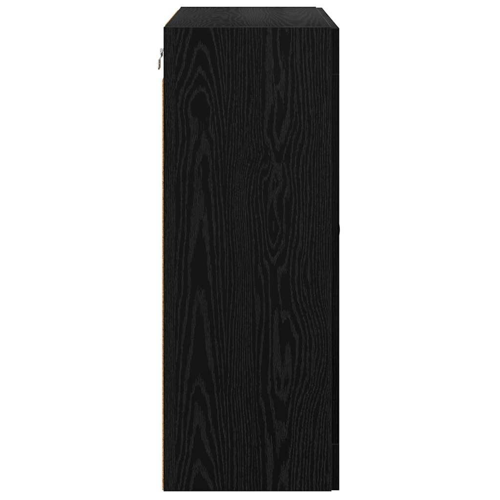 Wandkast Zwart Eiken 69,5 x 34 x 90 cm Geengineerd Hout en Glas is nu te koop bij PeponiXL, paradijselijk wonen!