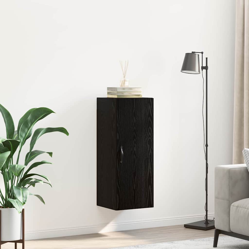 Wandkast Zwart Eiken 34,5 x 34 x 90 cm Bewerkt hout is nu te koop bij PeponiXL, paradijselijk wonen!