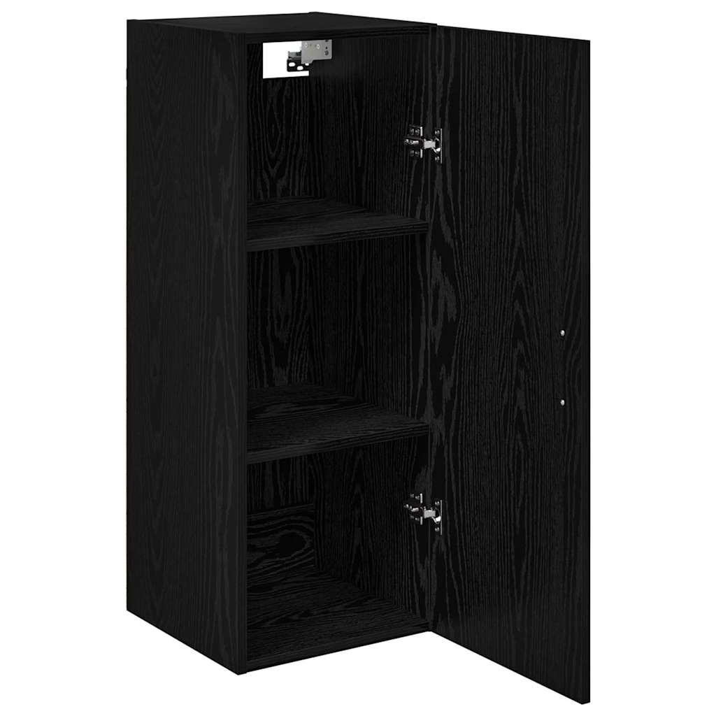 Wandkast Zwart Eiken 34,5 x 34 x 90 cm Bewerkt hout is nu te koop bij PeponiXL, paradijselijk wonen!