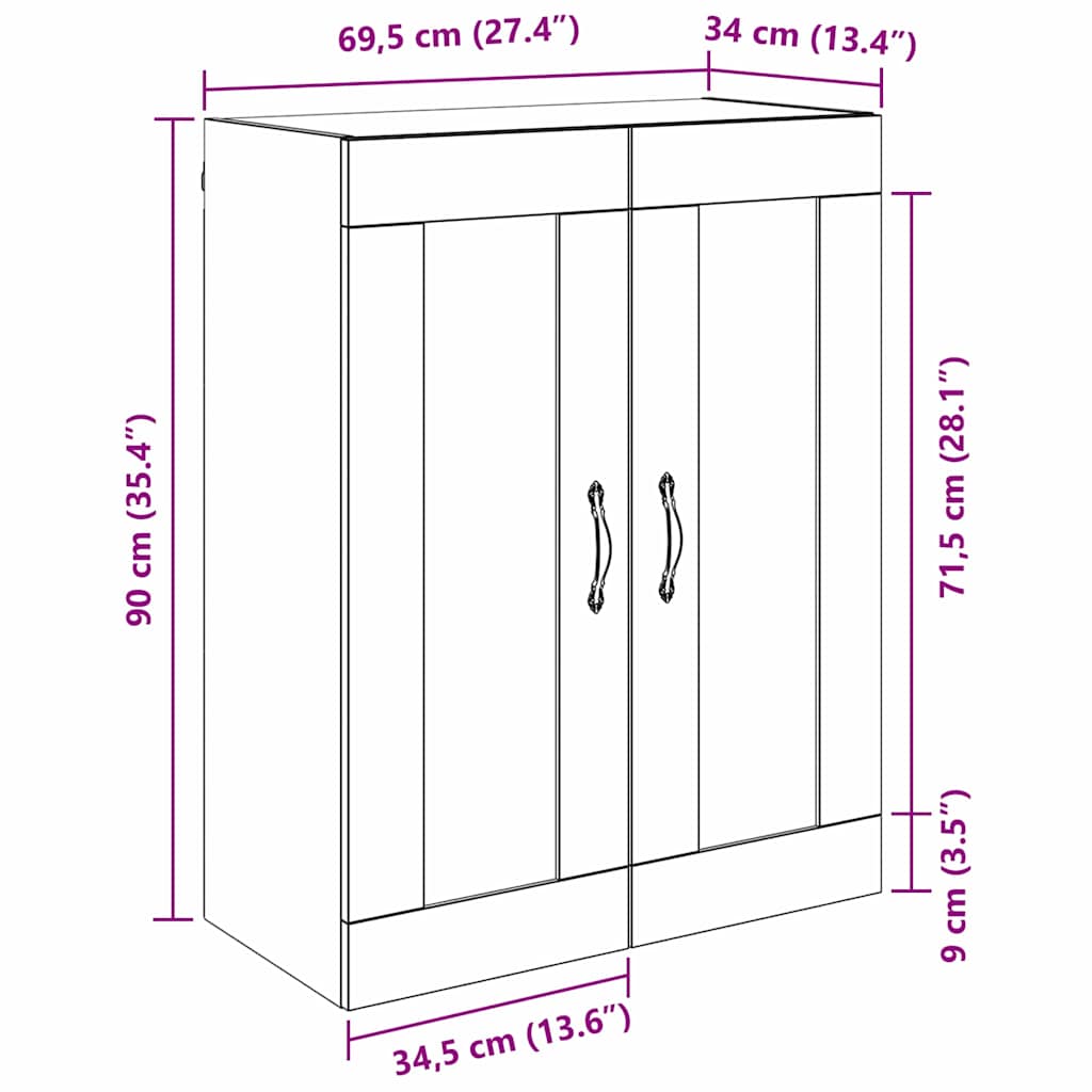 Wandkast Oud Hout 69,5 x 34 x 90 cm Bewerkt hout is nu te koop bij PeponiXL, paradijselijk wonen!