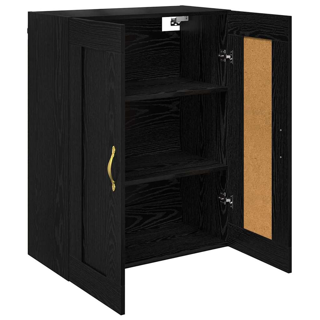 Wandkast Zwart Eiken 69,5 x 34 x 90 cm Bewerkt hout is nu te koop bij PeponiXL, paradijselijk wonen!