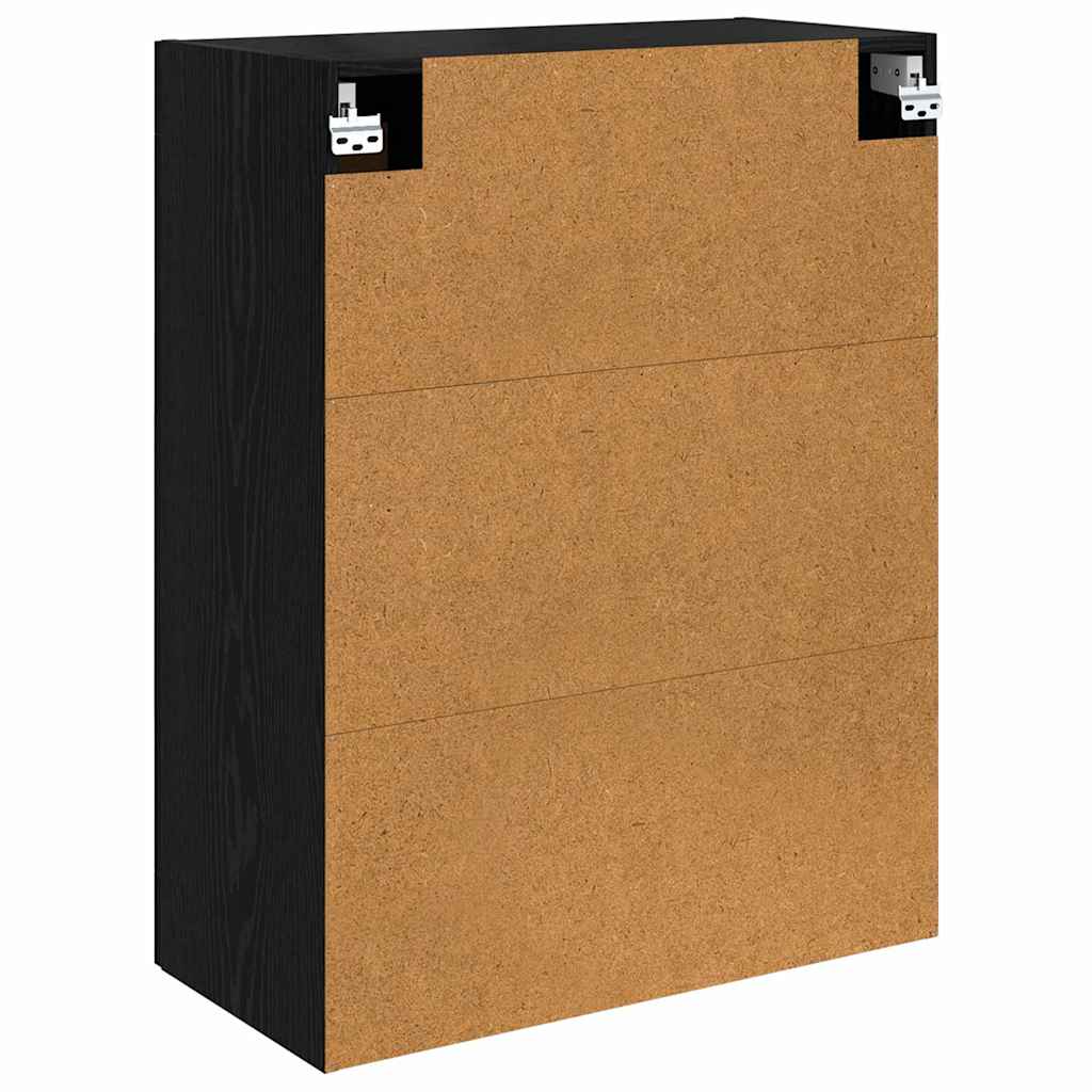 Wandkast Zwart Eiken 69,5 x 34 x 90 cm Bewerkt hout is nu te koop bij PeponiXL, paradijselijk wonen!