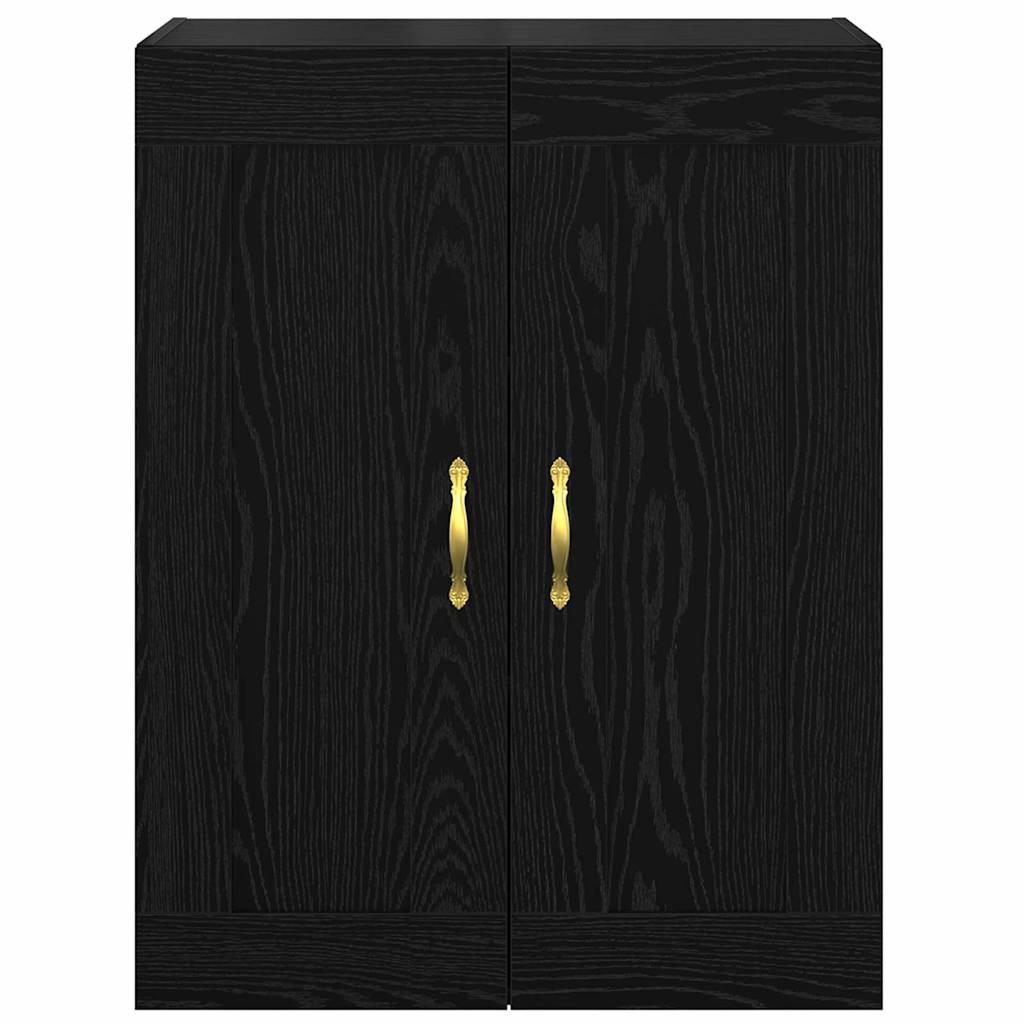 Wandkast Zwart Eiken 69,5 x 34 x 90 cm Bewerkt hout is nu te koop bij PeponiXL, paradijselijk wonen!