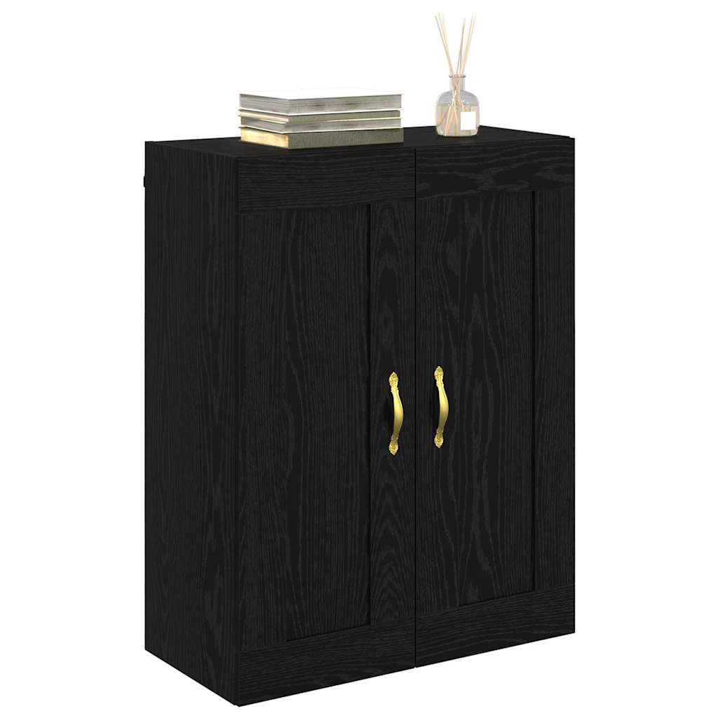 Wandkast Zwart Eiken 69,5 x 34 x 90 cm Bewerkt hout is nu te koop bij PeponiXL, paradijselijk wonen!