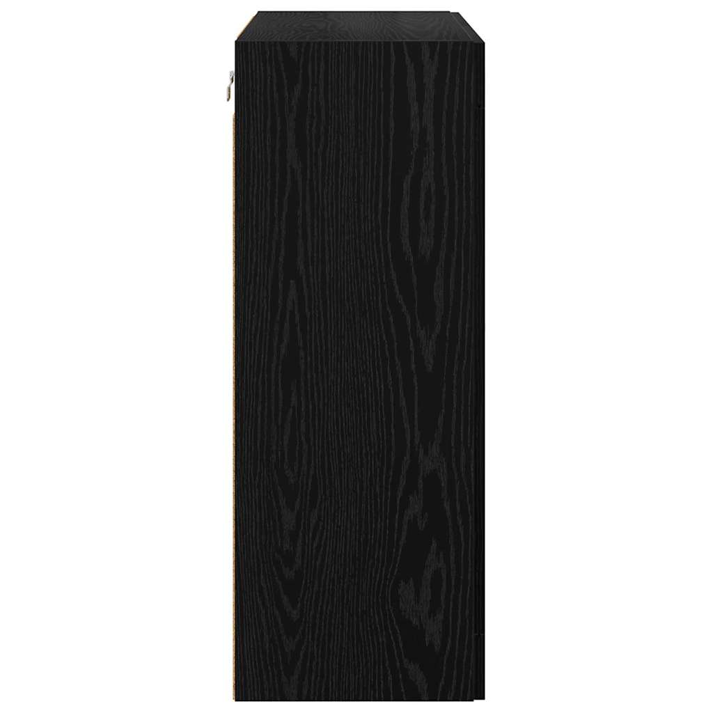 Wandkast Zwart Eiken 69,5 x 34 x 90 cm Bewerkt hout is nu te koop bij PeponiXL, paradijselijk wonen!
