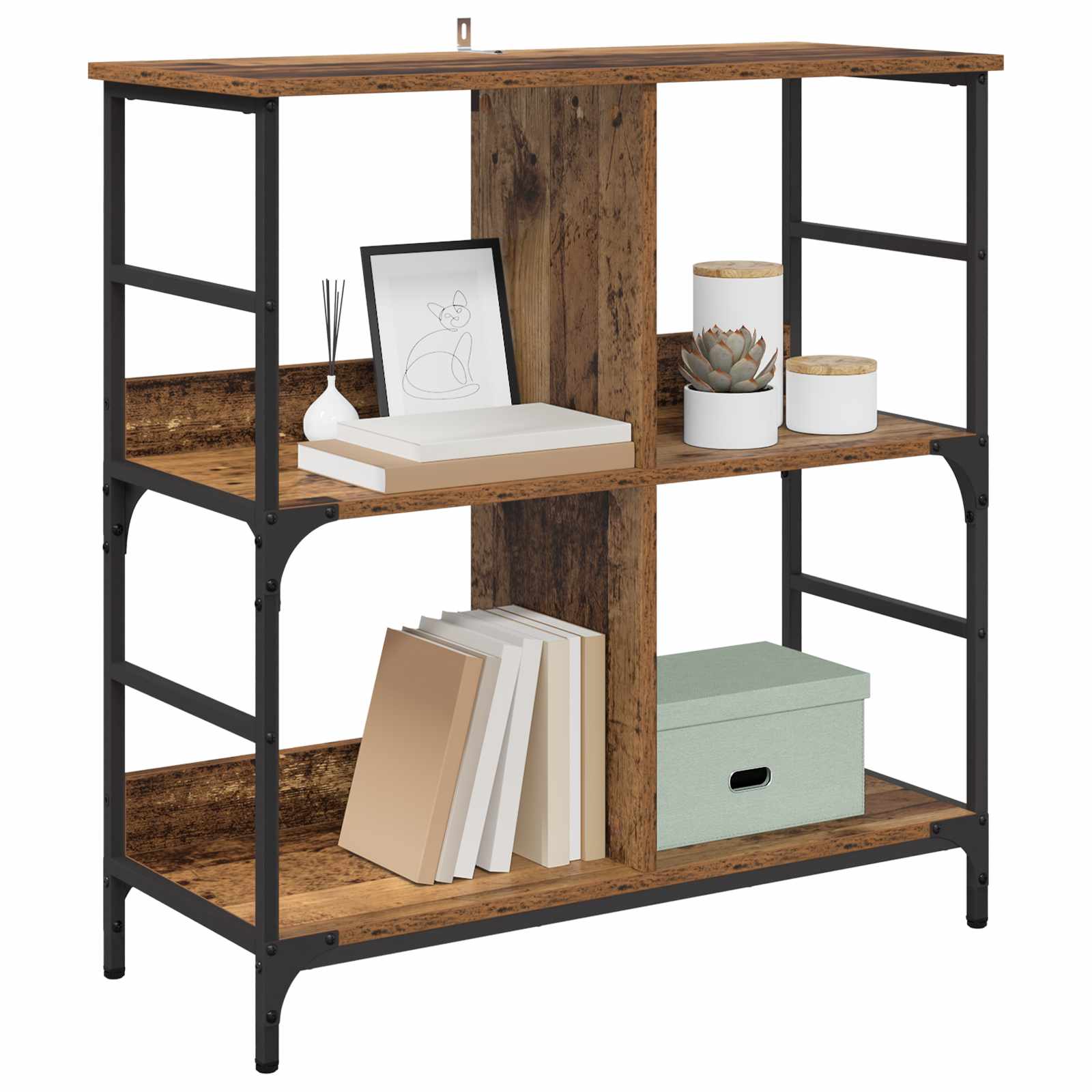 Boekenkast Oud hout 78,5 x 33 x 82 cm Bewerkt hout is nu te koop bij PeponiXL, paradijselijk wonen!