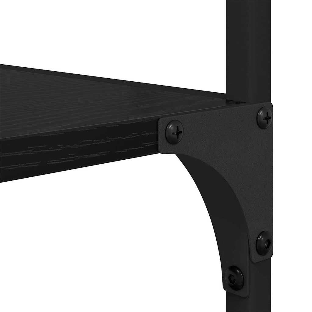 Boekenkast Zwart Eiken 50 x 33 x 153 cm Bewerkt hout is nu te koop bij PeponiXL, paradijselijk wonen!