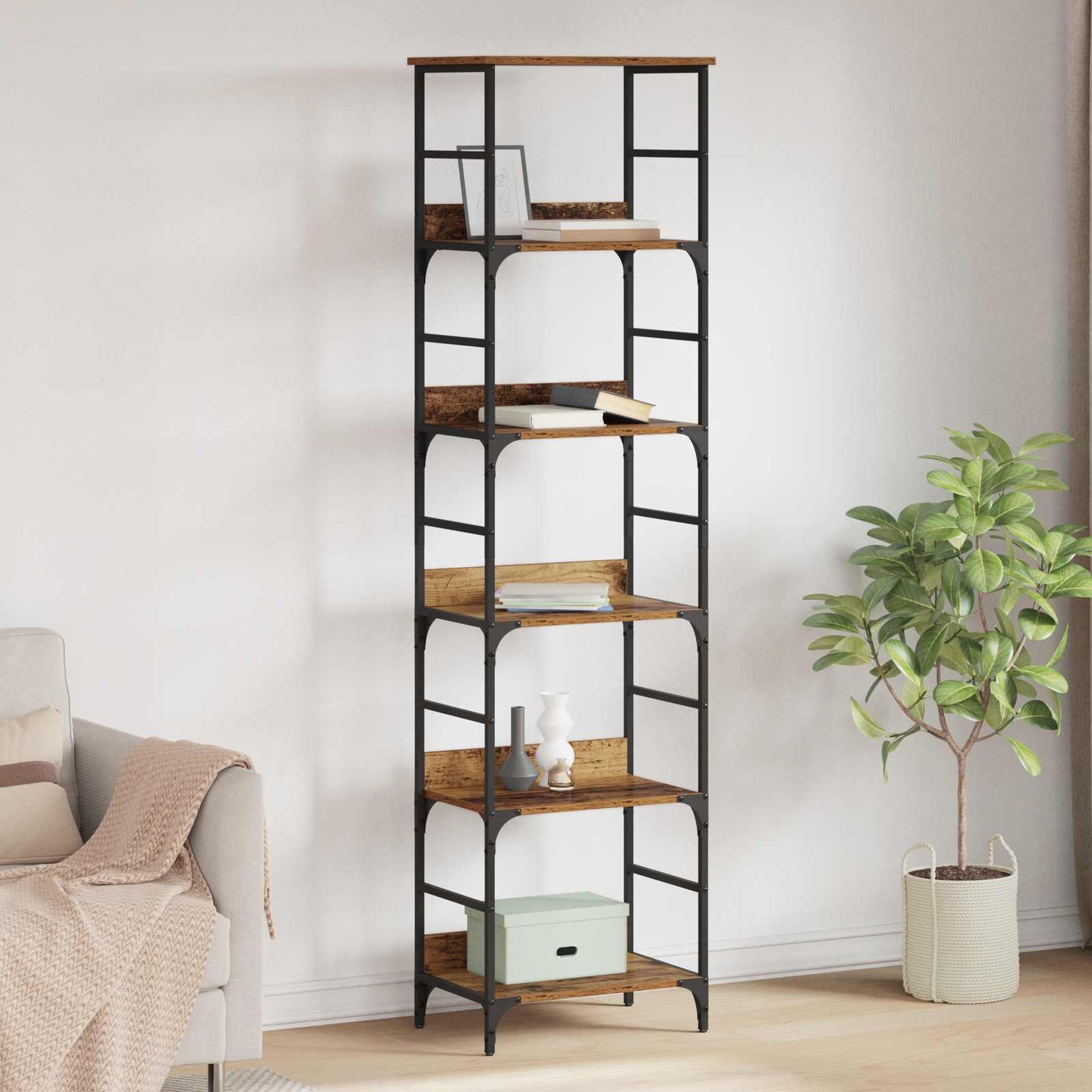 Boekenkast Oudhout 50 x 33 x 188,5 cm Bewerkt hout is nu te koop bij PeponiXL, paradijselijk wonen!