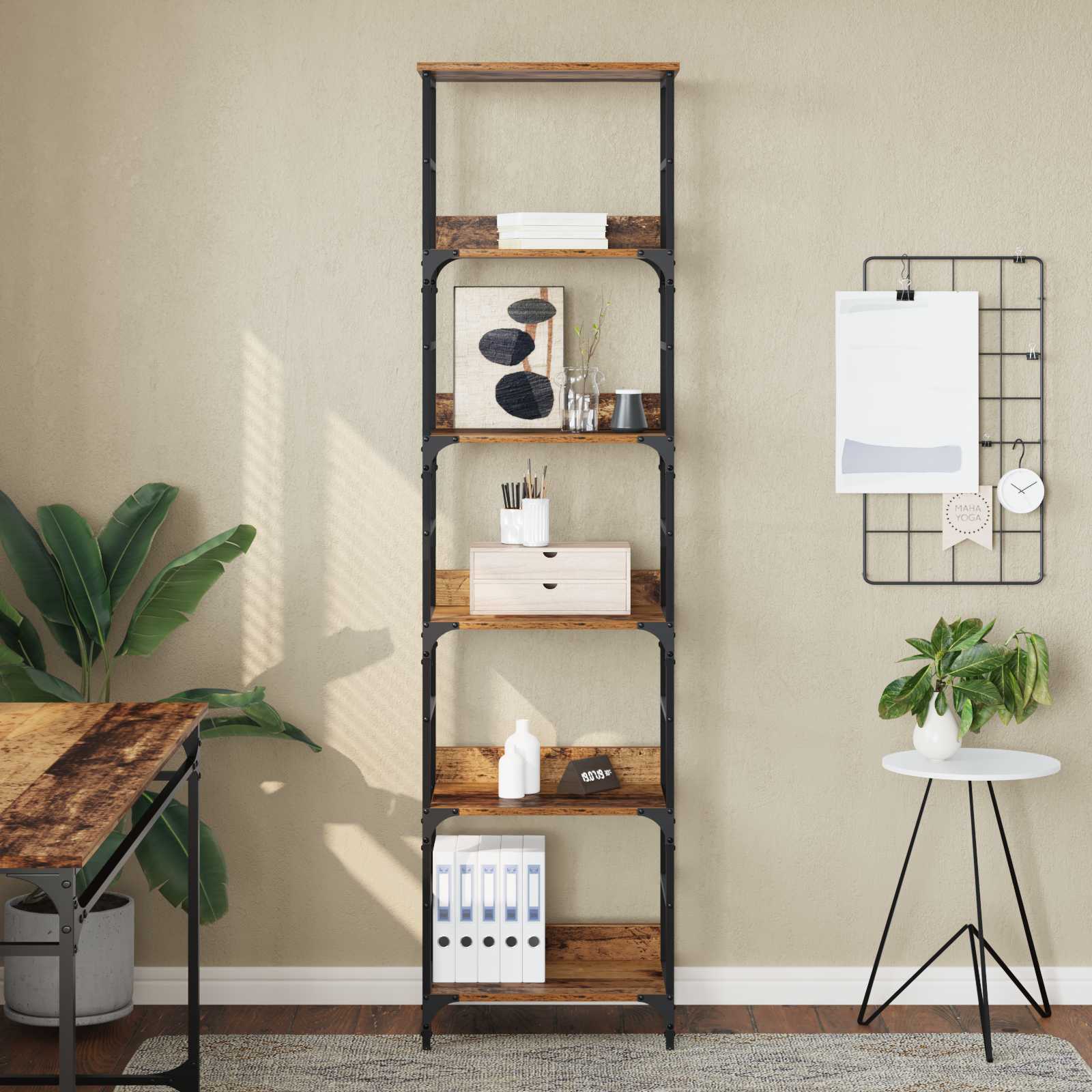 Boekenkast Oudhout 50 x 33 x 188,5 cm Bewerkt hout is nu te koop bij PeponiXL, paradijselijk wonen!