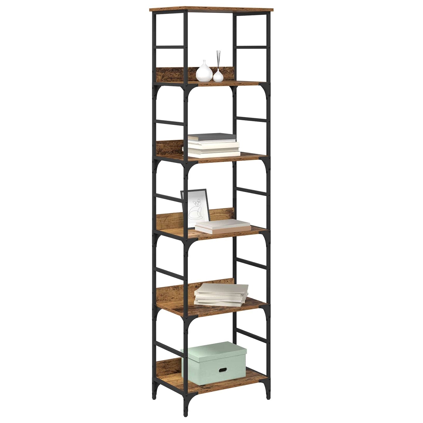 Boekenkast Oudhout 50 x 33 x 188,5 cm Bewerkt hout is nu te koop bij PeponiXL, paradijselijk wonen!