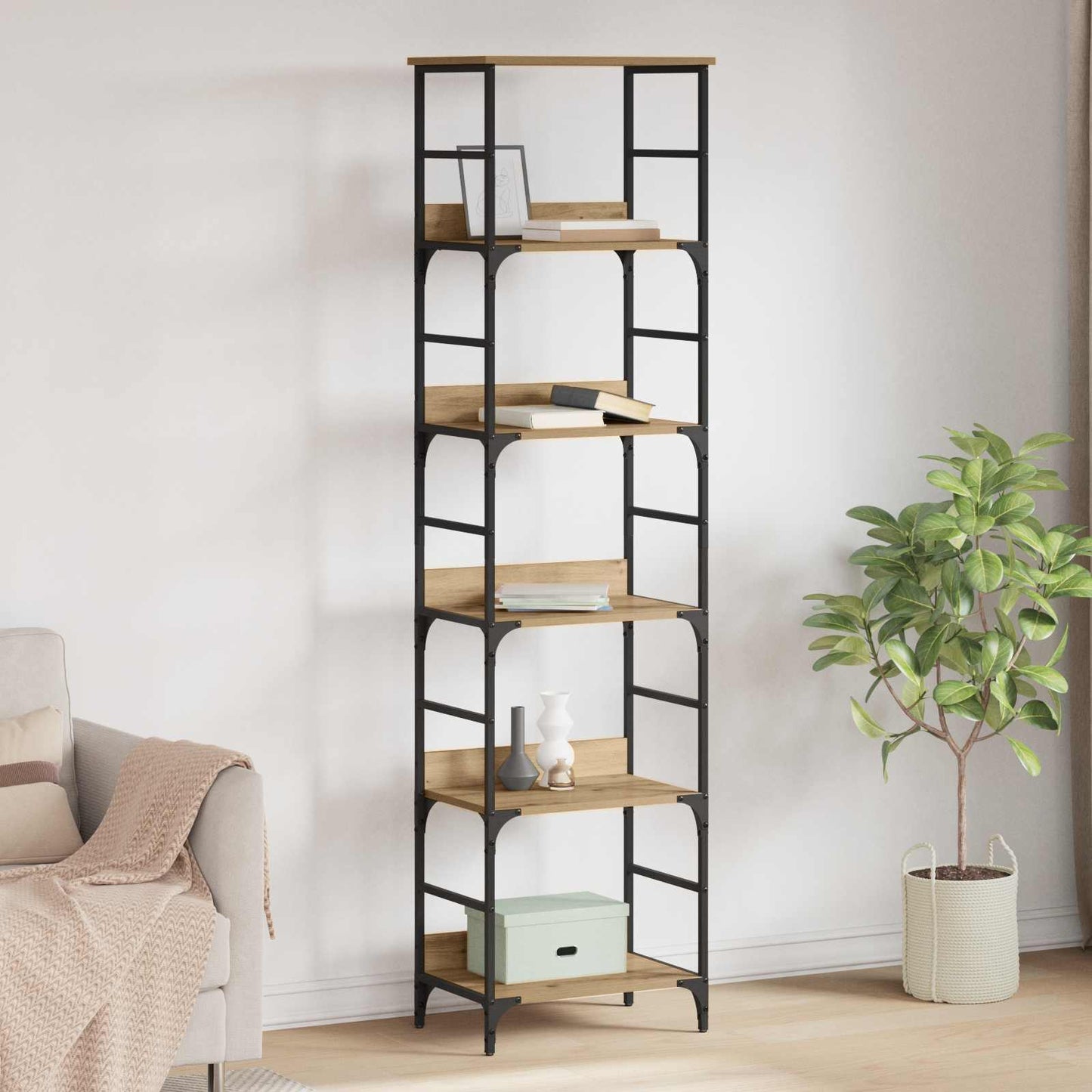 Boekenkast 5-laags 50 x 33 x 188,5 cm Bewerkt hout is nu te koop bij PeponiXL, paradijselijk wonen!