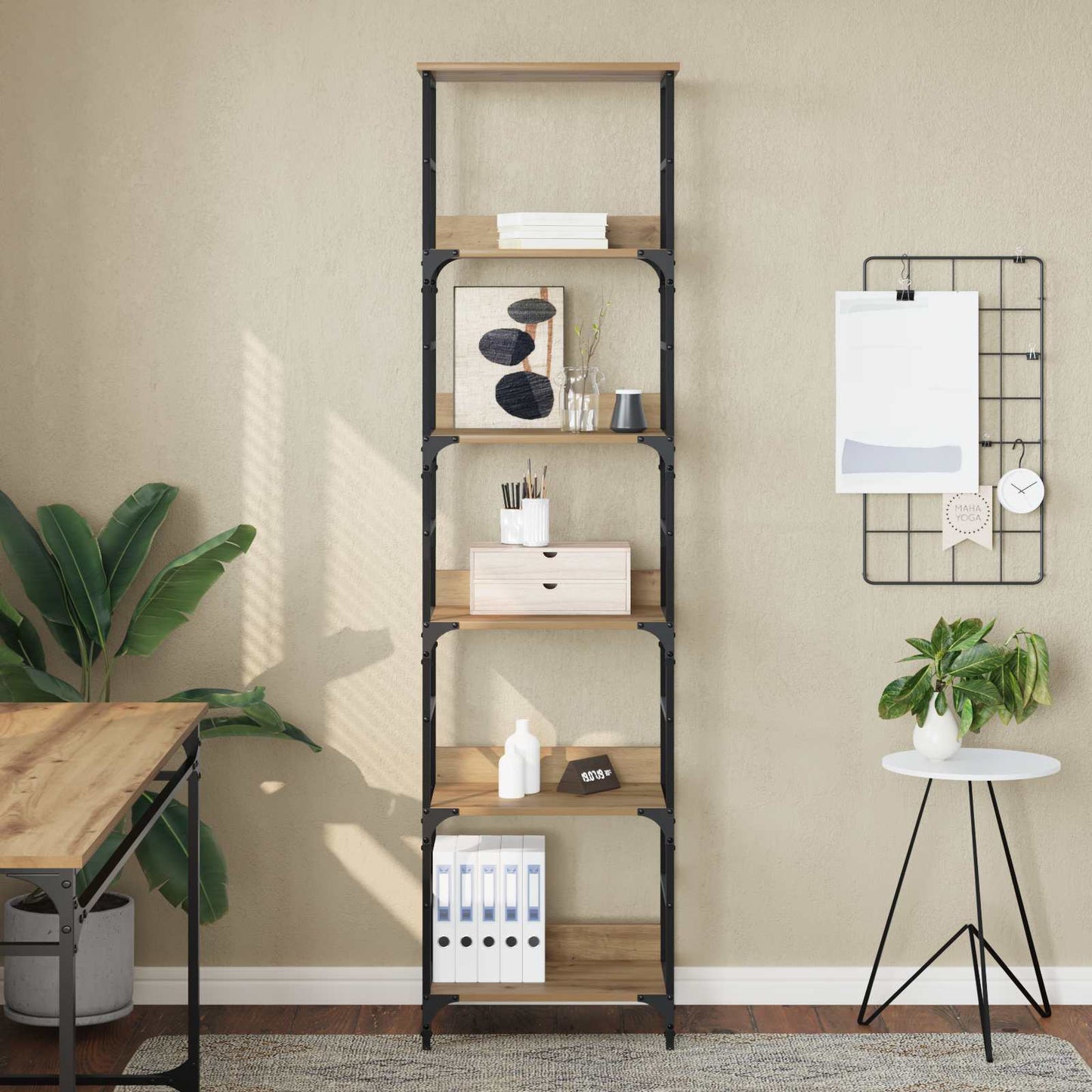 Boekenkast 5-laags 50 x 33 x 188,5 cm Bewerkt hout is nu te koop bij PeponiXL, paradijselijk wonen!