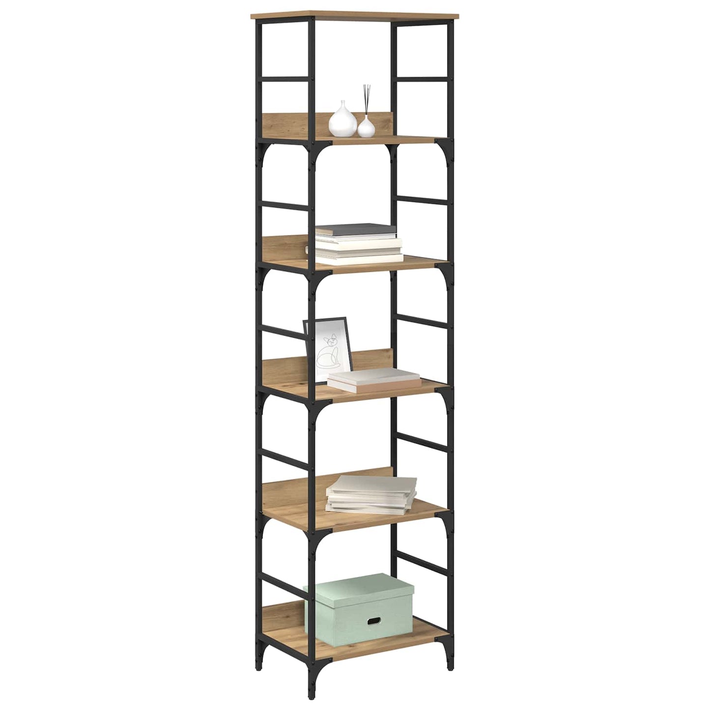 Boekenkast 5-laags 50 x 33 x 188,5 cm Bewerkt hout is nu te koop bij PeponiXL, paradijselijk wonen!