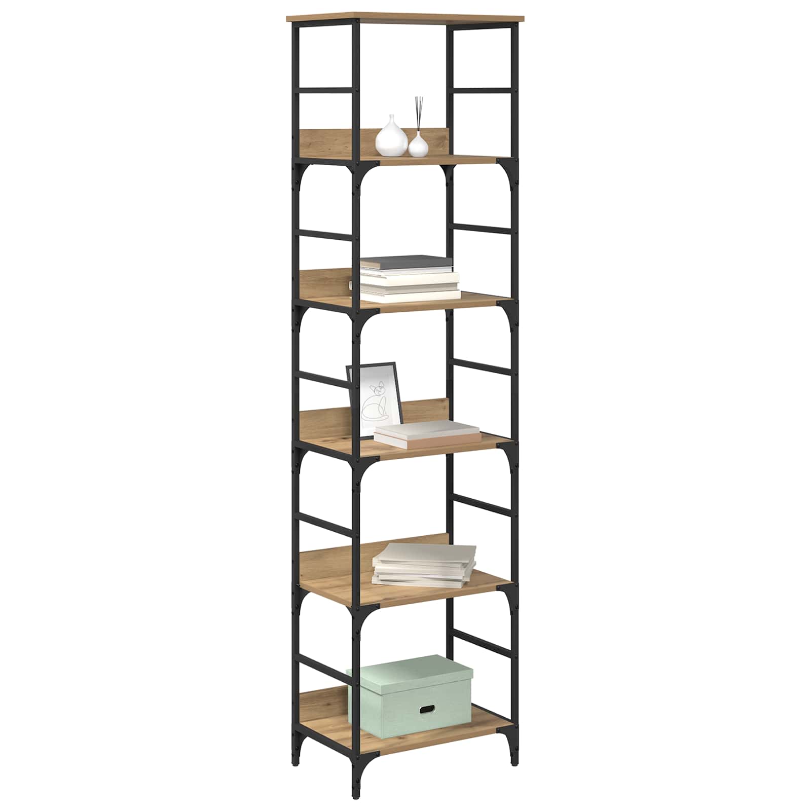 Boekenkast 5-laags 50 x 33 x 188,5 cm Bewerkt hout is nu te koop bij PeponiXL, paradijselijk wonen!