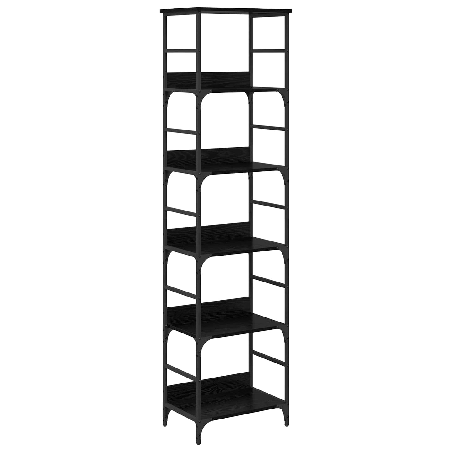 Boekenkast Zwart Eiken 50 x 33 x 188,5 cm Bewerkt hout is nu te koop bij PeponiXL, paradijselijk wonen!