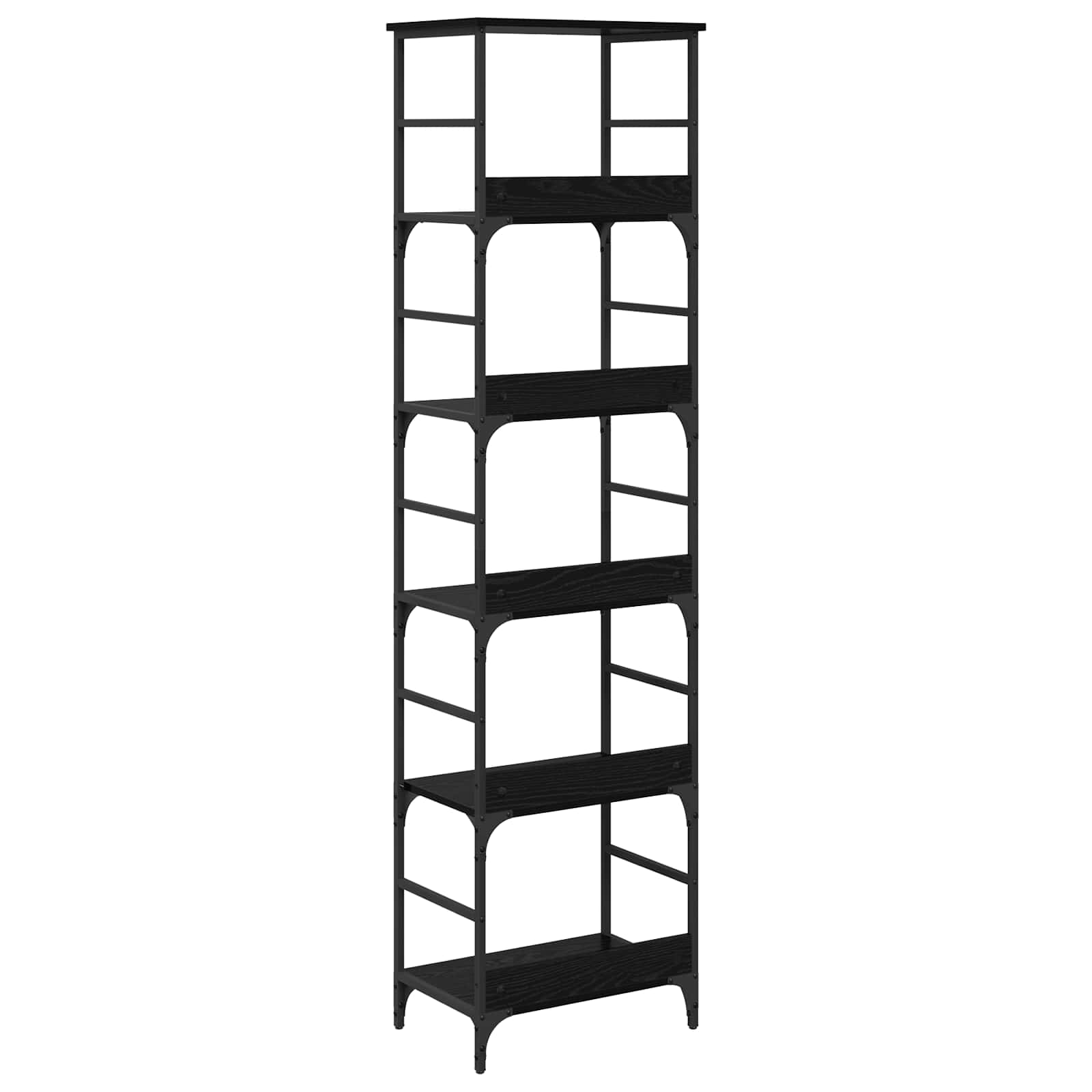 Boekenkast Zwart Eiken 50 x 33 x 188,5 cm Bewerkt hout is nu te koop bij PeponiXL, paradijselijk wonen!