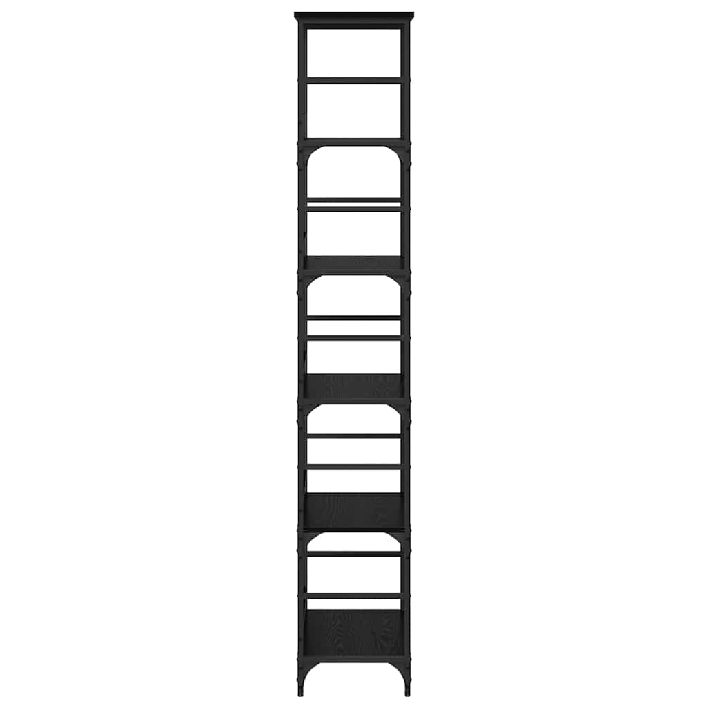 Boekenkast Zwart Eiken 50 x 33 x 188,5 cm Bewerkt hout is nu te koop bij PeponiXL, paradijselijk wonen!