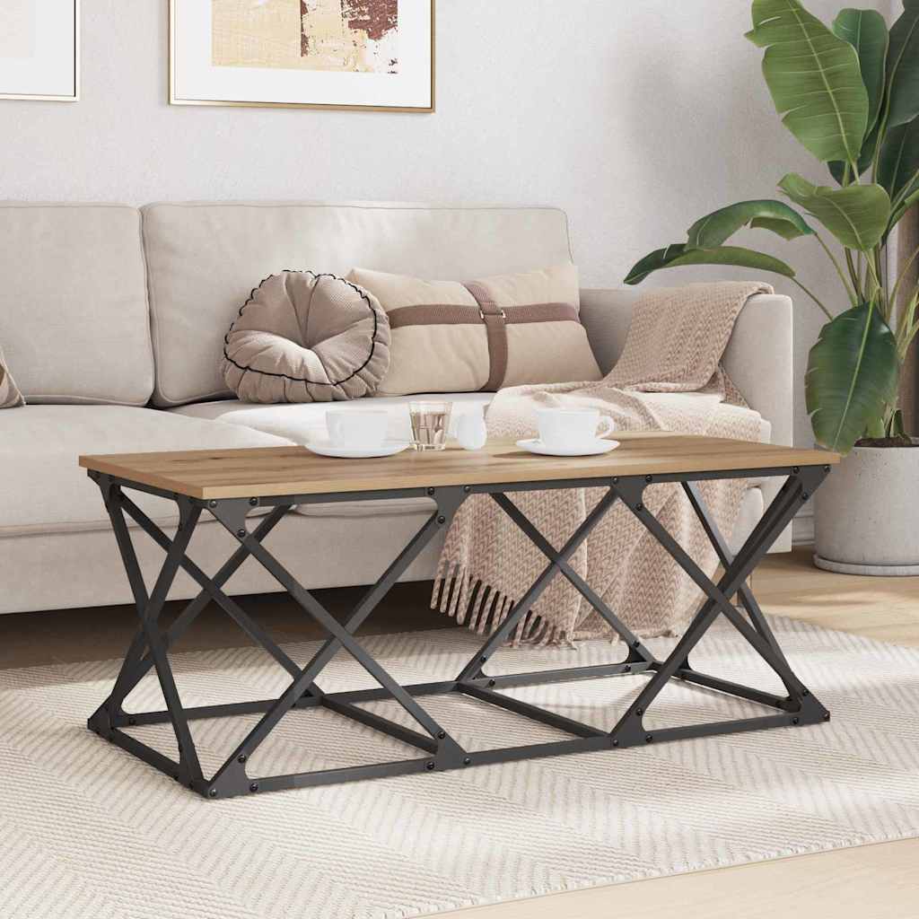 Salontafel Artisan Eiken 100 x 49 x 40 cm Bewerkt hout is nu te koop bij PeponiXL, paradijselijk wonen!