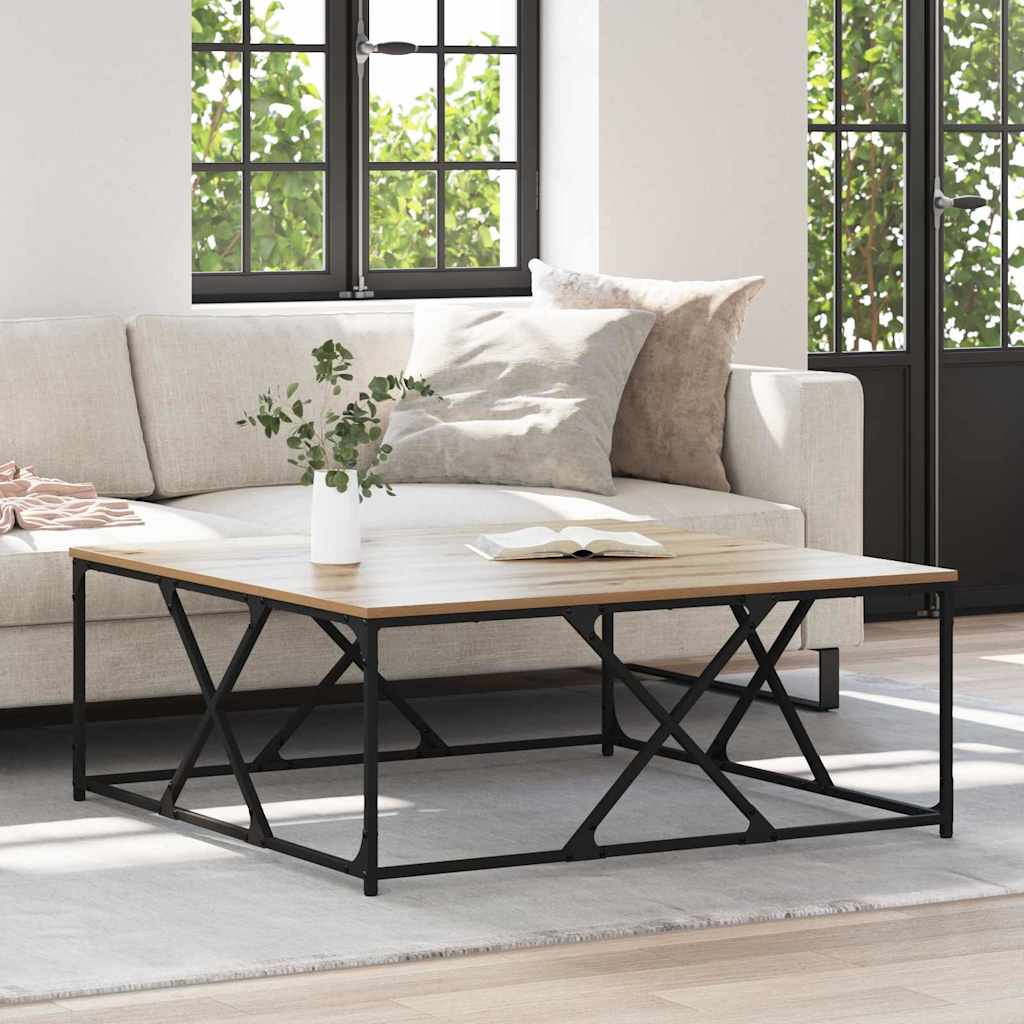 Salontafel Artisan Eiken 100 x 100 x 40 cm Bewerkt hout is nu te koop bij PeponiXL, paradijselijk wonen!