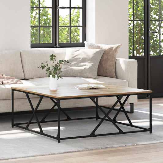 Salontafel Artisan Eiken 100 x 100 x 40 cm Bewerkt hout is nu te koop bij PeponiXL, paradijselijk wonen!