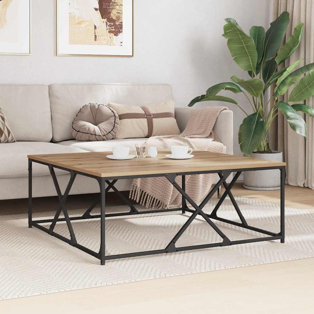 Salontafel Artisan Eiken 100 x 100 x 40 cm Bewerkt hout is nu te koop bij PeponiXL, paradijselijk wonen!