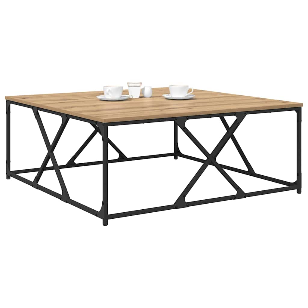 Salontafel Artisan Eiken 100 x 100 x 40 cm Bewerkt hout is nu te koop bij PeponiXL, paradijselijk wonen!