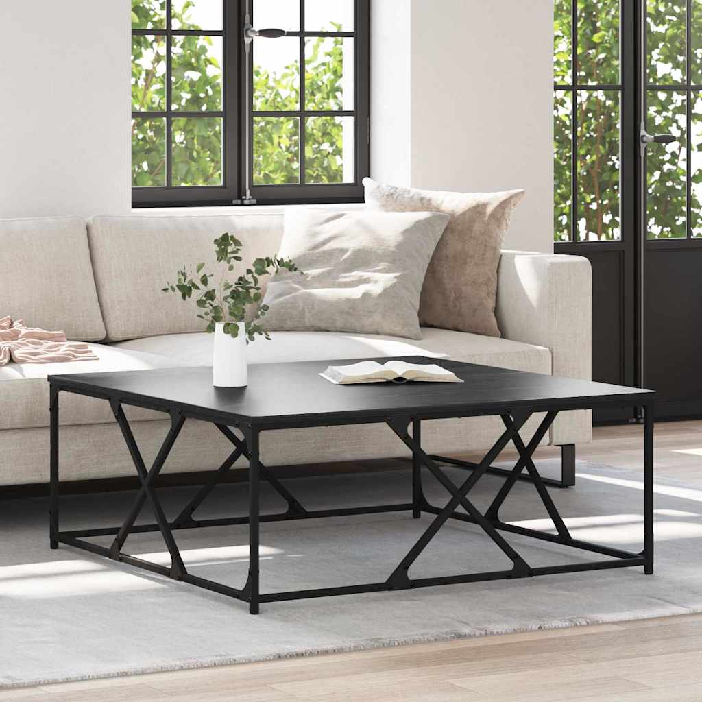Salontafel Zwart Eiken 100 x 100 x 40 cm Bewerkt hout is nu te koop bij PeponiXL, paradijselijk wonen!