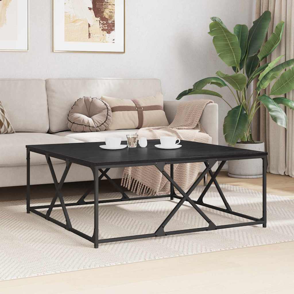 Salontafel Zwart Eiken 100 x 100 x 40 cm Bewerkt hout is nu te koop bij PeponiXL, paradijselijk wonen!