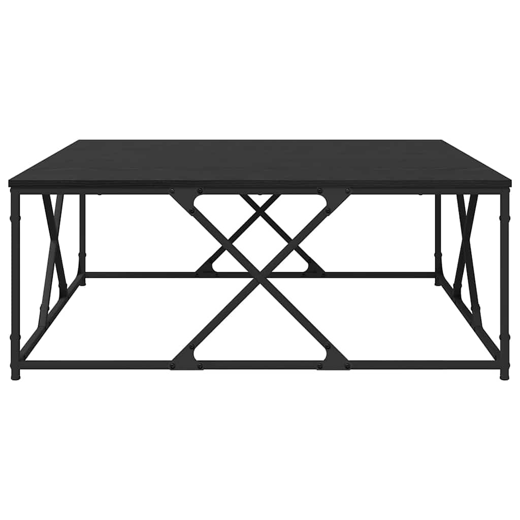 Salontafel Zwart Eiken 100 x 100 x 40 cm Bewerkt hout is nu te koop bij PeponiXL, paradijselijk wonen!