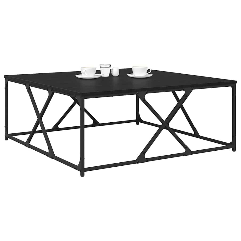 Salontafel Zwart Eiken 100 x 100 x 40 cm Bewerkt hout is nu te koop bij PeponiXL, paradijselijk wonen!
