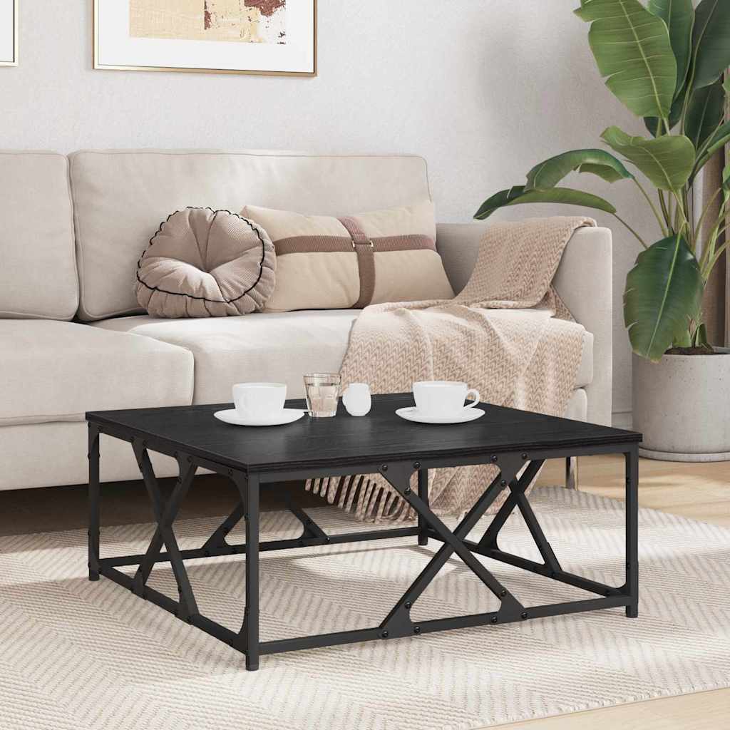 Salontafel Zwart Eiken 70 x 70 x 30 cm Bewerkt hout is nu te koop bij PeponiXL, paradijselijk wonen!