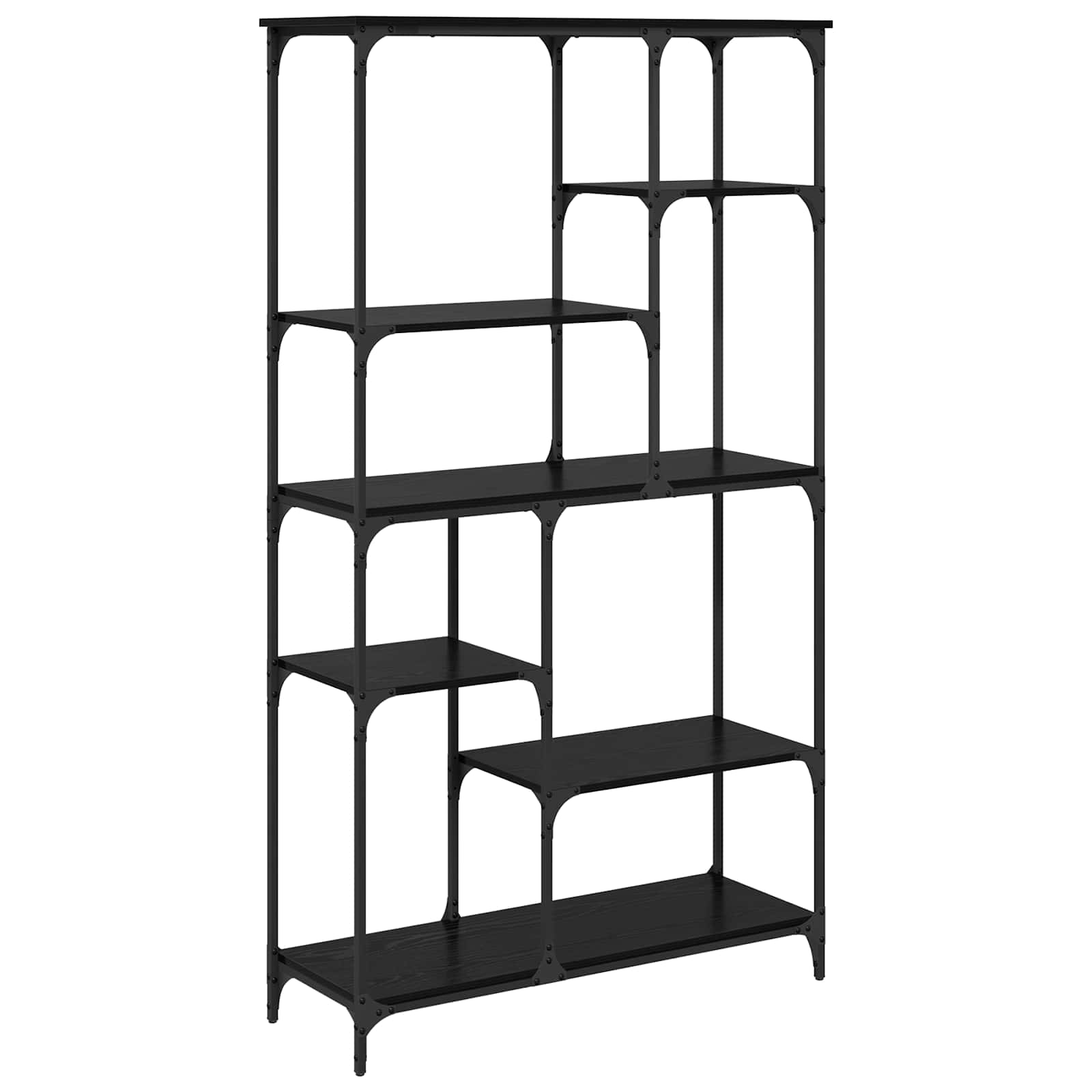 Boekenkast Zwart Eiken 99 x 35,5 x 176 cm Bewerkt hout is nu te koop bij PeponiXL, paradijselijk wonen!