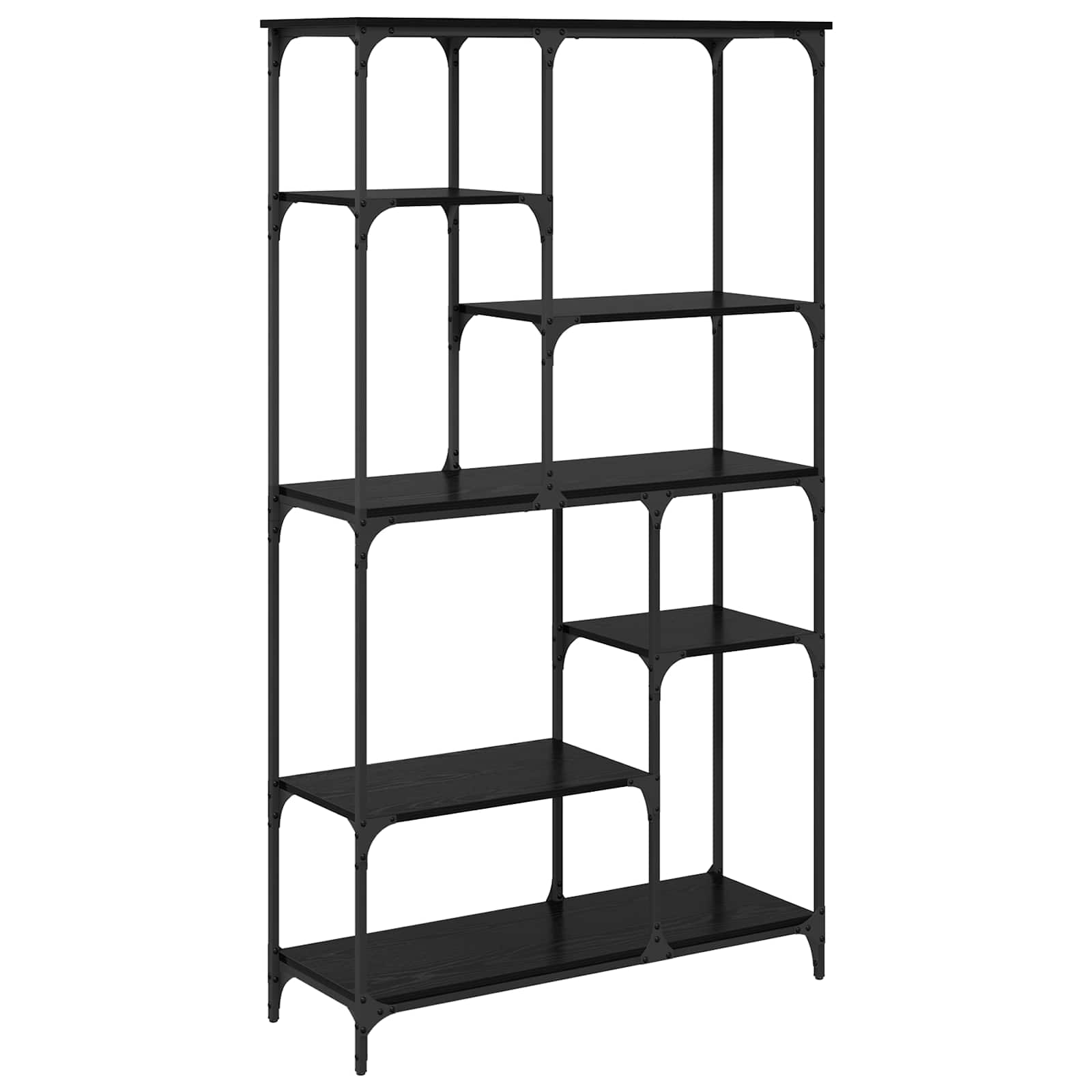 Boekenkast Zwart Eiken 99 x 35,5 x 176 cm Bewerkt hout is nu te koop bij PeponiXL, paradijselijk wonen!