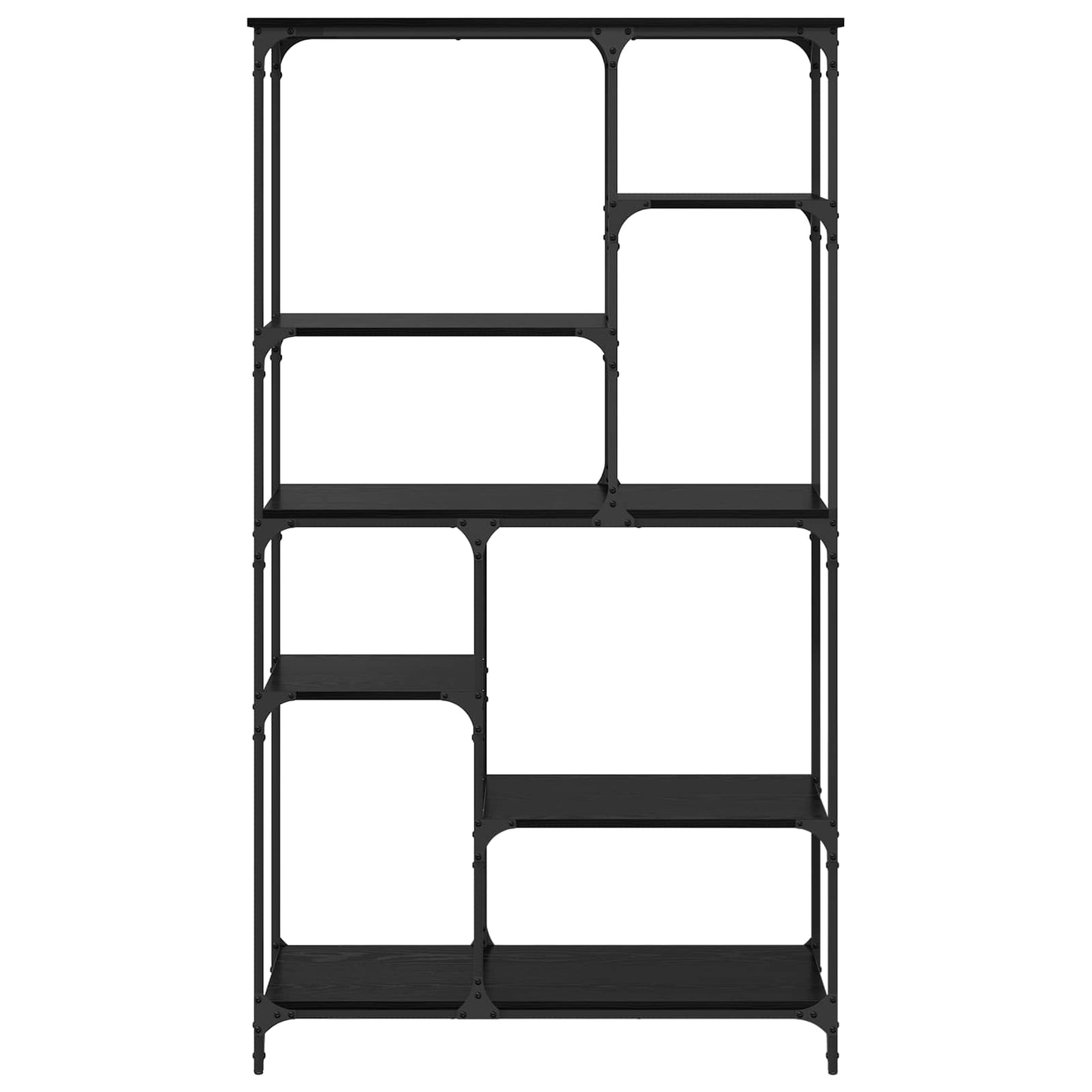 Boekenkast Zwart Eiken 99 x 35,5 x 176 cm Bewerkt hout is nu te koop bij PeponiXL, paradijselijk wonen!