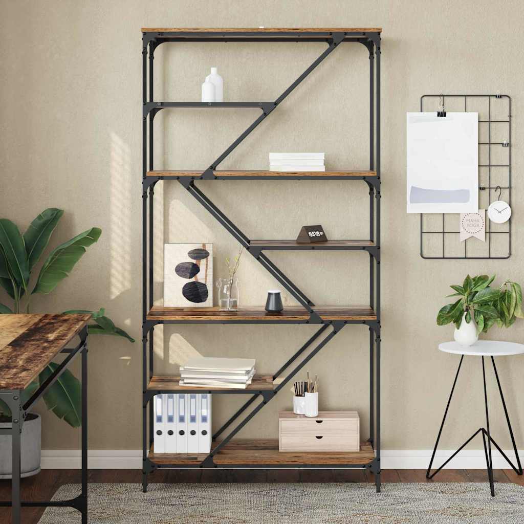 Boekenkast Oud Hout 91 x 36 x 176 cm Bewerkt hout is nu te koop bij PeponiXL, paradijselijk wonen!